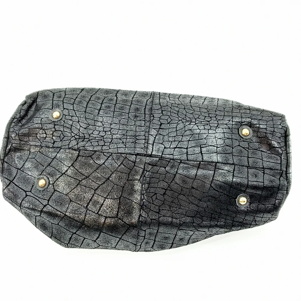 Lola Bernard Modena Croc‎ Embossed Leather Hobo Bag